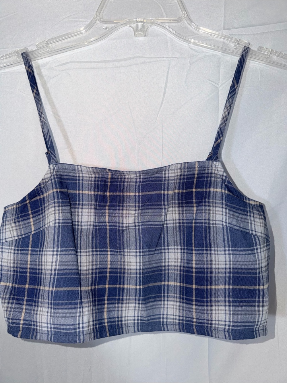 American Eagle Classic Blue Plaid Spaghetti Strap Crop Top XS
